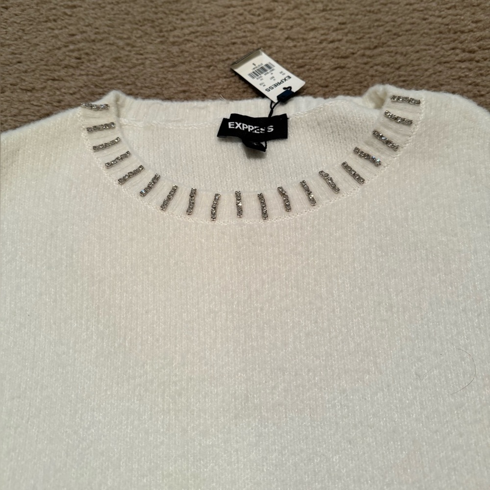 NWT Express Crewneck Rhinestone Sweater - Picture 7 of 10